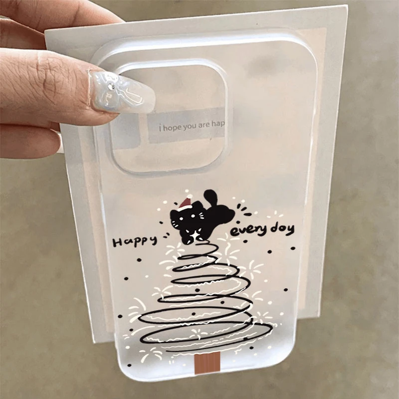 小猫圣诞树适用iphone17promax苹果16手机壳15软14防摔13/12/11