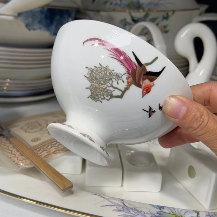 瓷片百鸟朝凤碗六个4.5寸