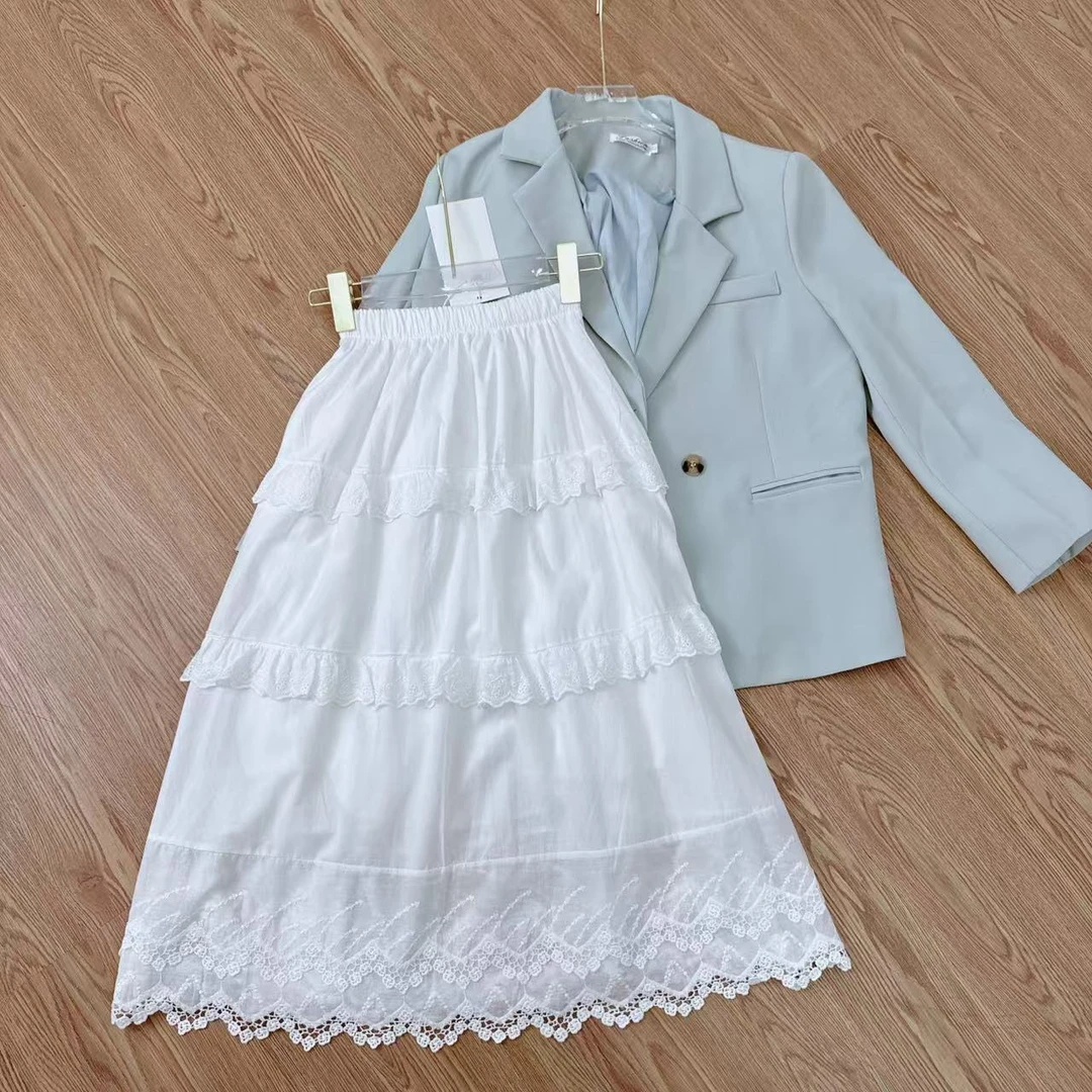 140-158小个子春季百搭蕾丝半身裙花边高腰蛋糕裙