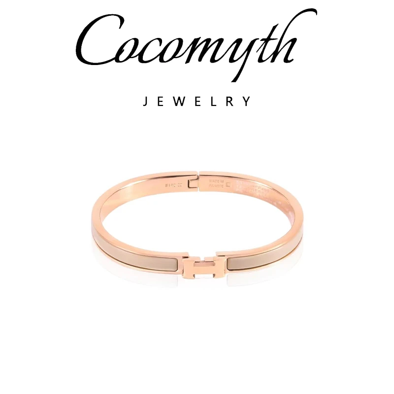 铜合金珐琅手镯 COCOMYTH 镀K金窄版H字母手镯D634
