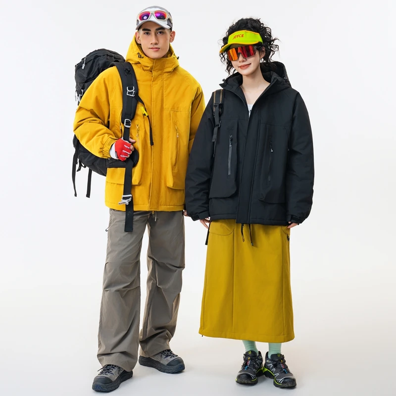 【90绒+仿生兔毛】冬季户外防水防风冲锋羽绒登山滑雪棉服外套