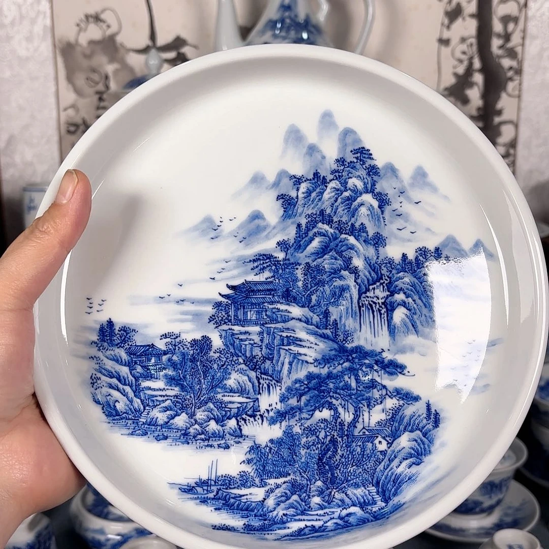 杯青花瓷器手绘作品壶承