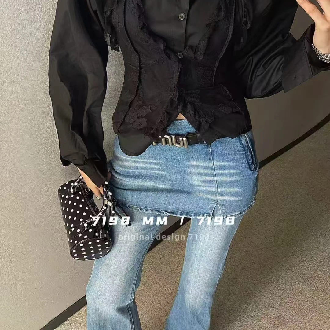 【CXX】小众设计师裙帘牛仔休闲裤