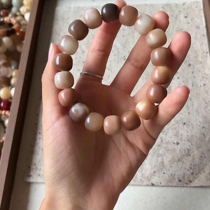 手串菩提根/象牙果卡14干磨微瑕干枯玫瑰