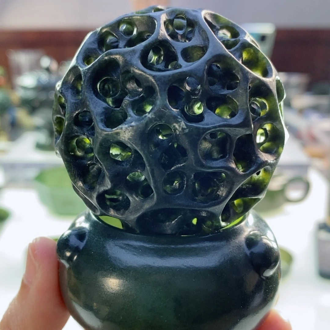 未镶嵌和田玉（青玉）摆件福利香薰 直径约6厘米