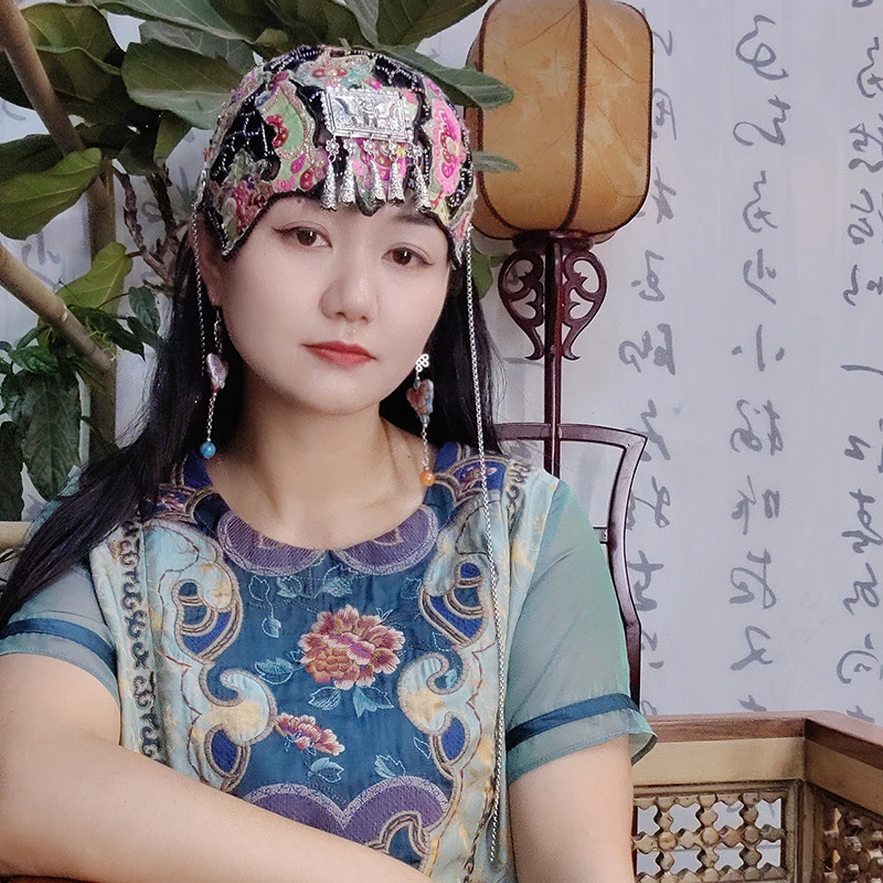 扶茶-原创设计-浣溪沙民族风老绣帽40