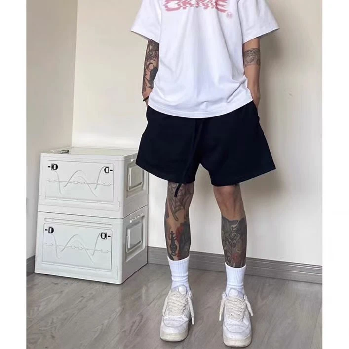 黑色重磅宽松休闲短裤男女夏季美式复古纯色百搭高街运动5五分裤
