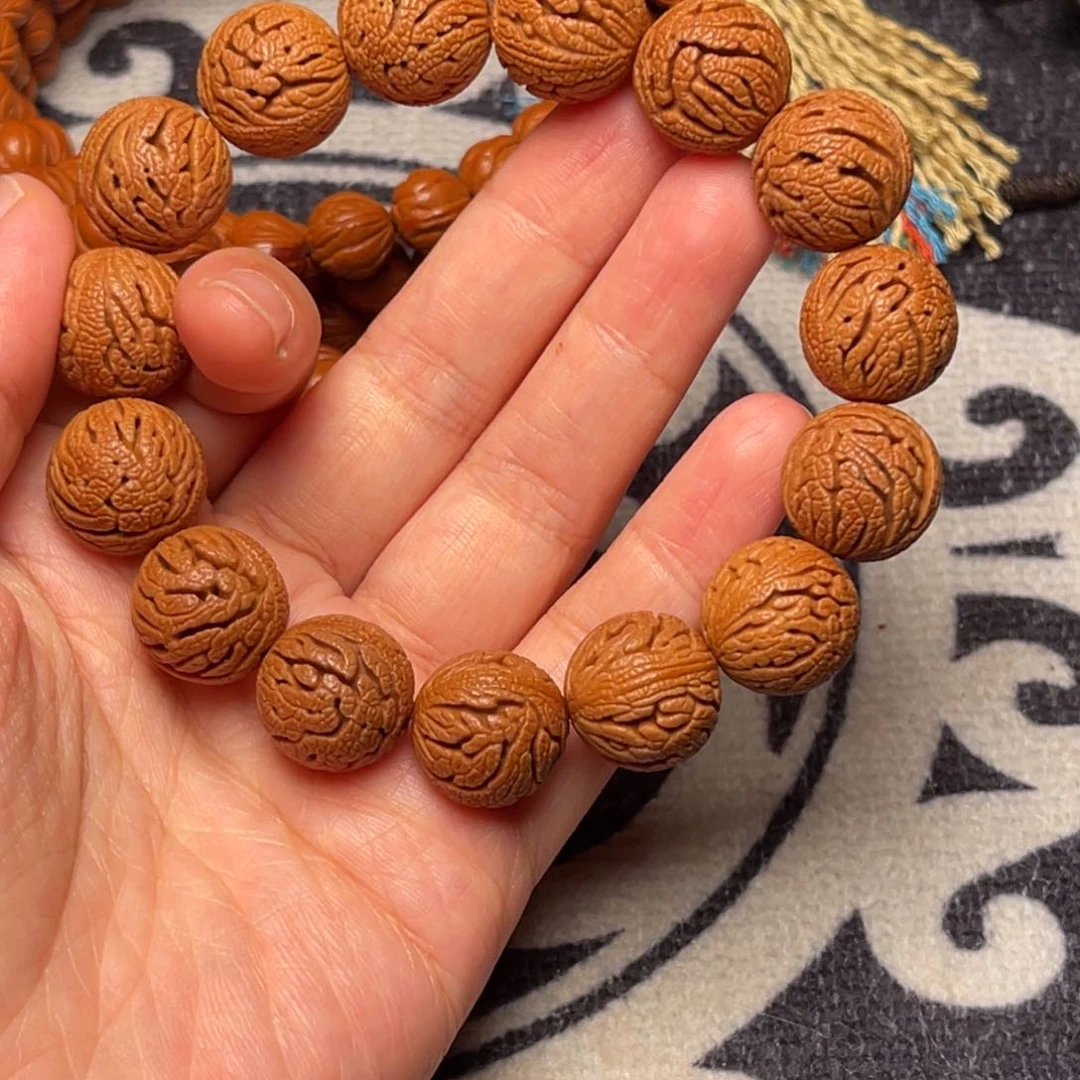 桃核手串龙纹绣球15