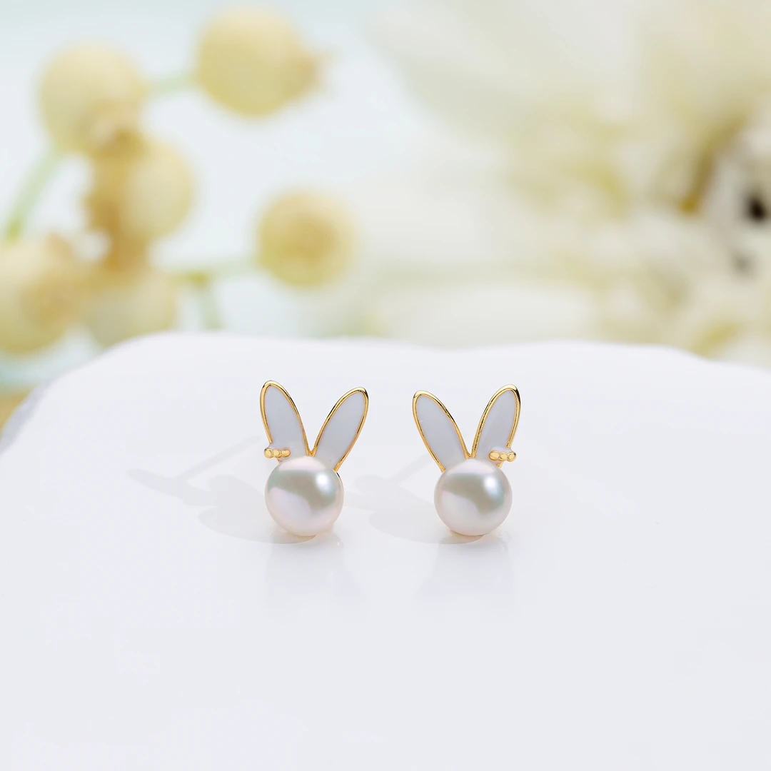 淡水珍珠小兔子耳饰（DES006）