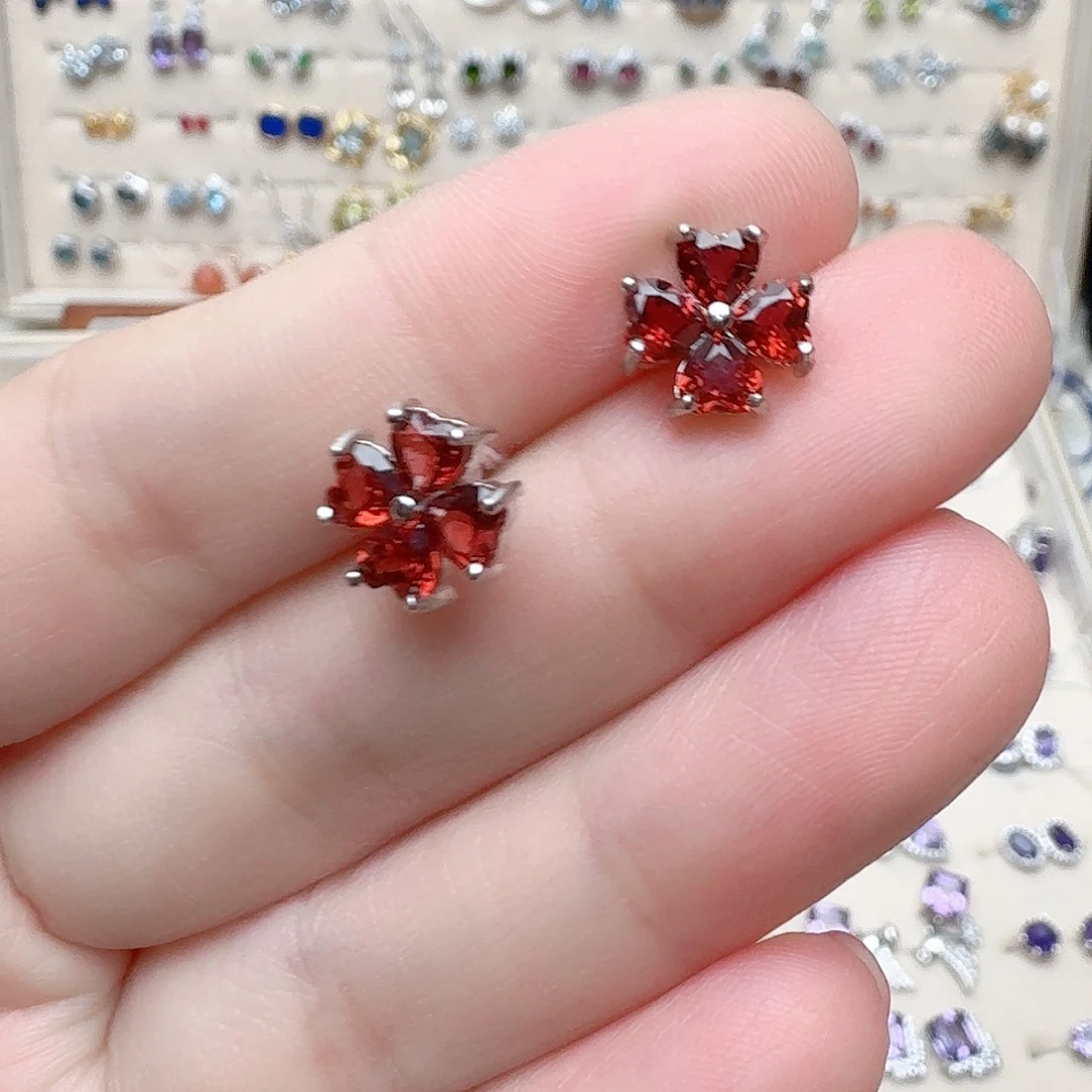 石榴石耳饰未镶嵌耳钉54