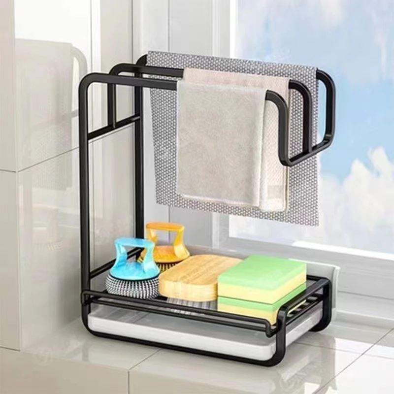抹布架厨房沥水架免打孔台面壁挂海绵毛巾厨房用品收纳架置物架子