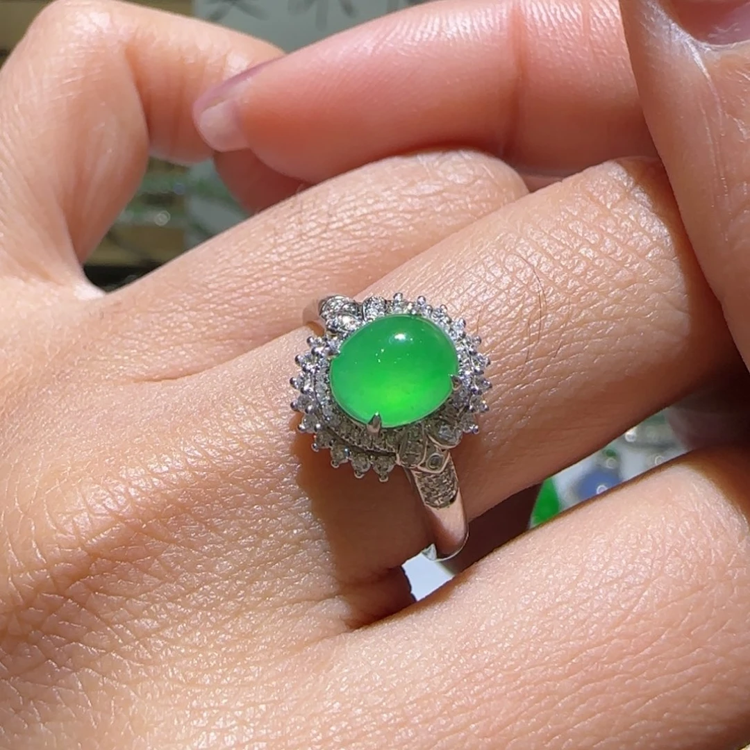 【闪购商品】翡翠戒指18K金镶嵌缅甸