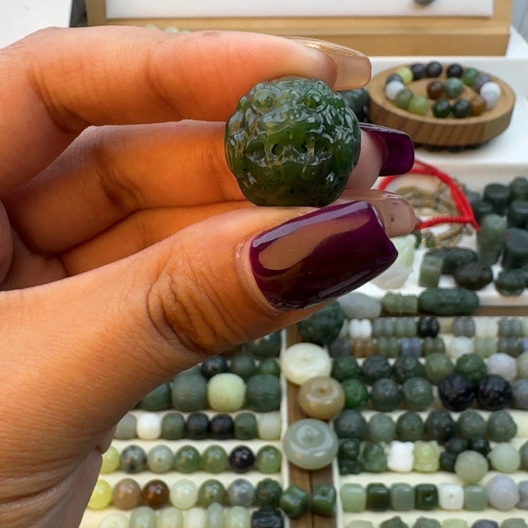 ❻***❻和田玉未镶嵌珠宝半成品和田玉碧玉貔貅20mm