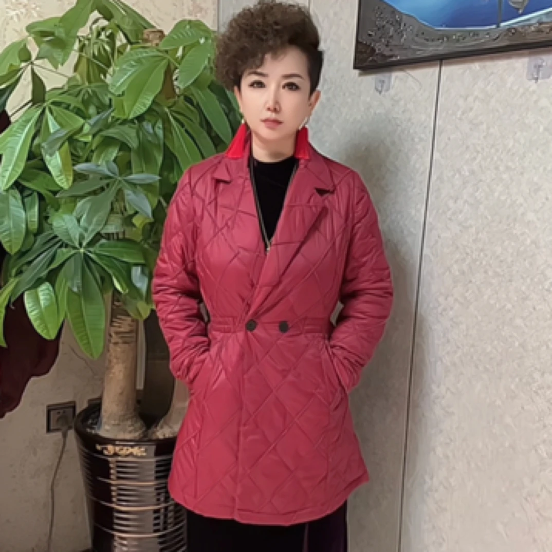 水洗棉棉服中长款时尚洋气气质休闲百搭修身冬季潮流加厚保暖网红