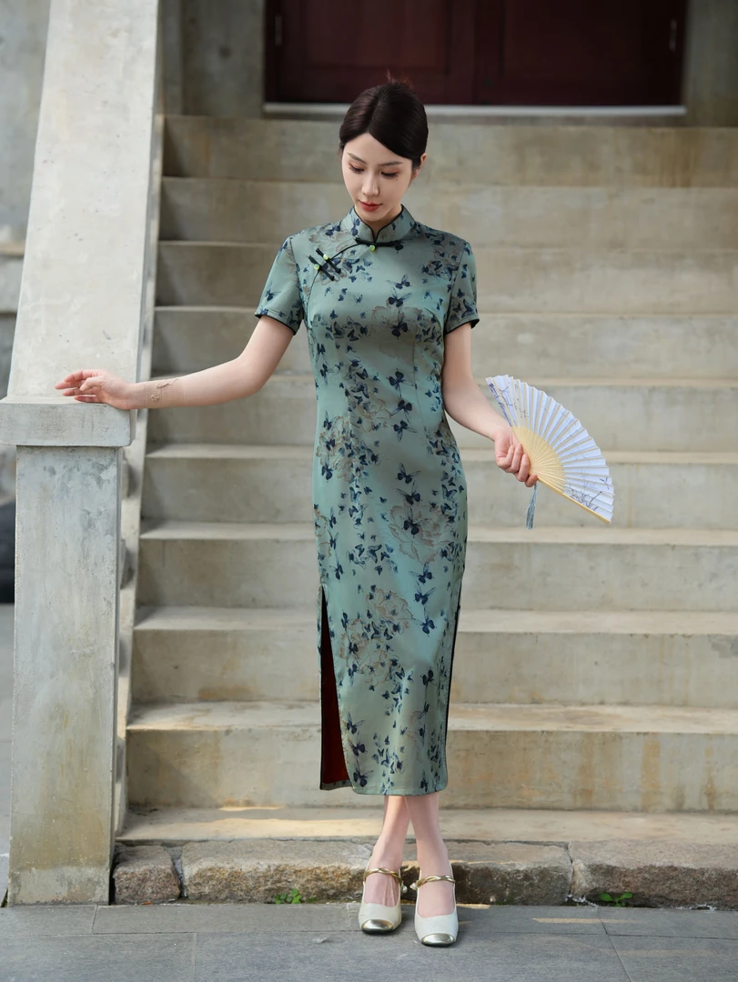 化羽 日常气质修身衣长118传统旗袍