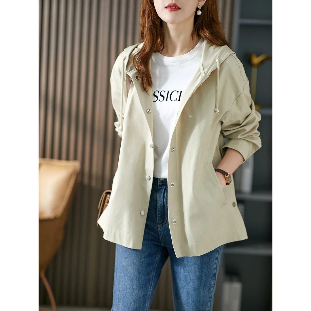 原形2025秋季时尚百搭韩版纯色设计感外套连帽休闲上衣U76290