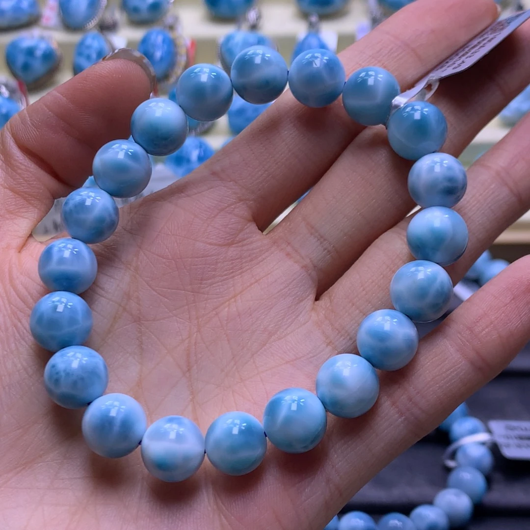 针钠钙石（海纹石）未镶嵌手链精品10mm手串色差略异