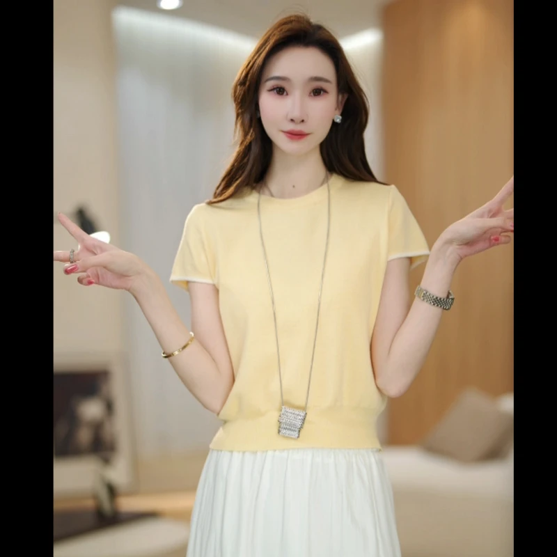 【春日暖阳】马克华菲舒适简约纯色百搭圆领女士针织衫F52004A523