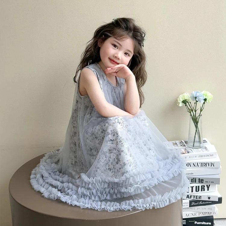 夏装儿童碎花公主风夏季休闲风洋气宝宝裙小公主裙女童女纱裙蕾丝