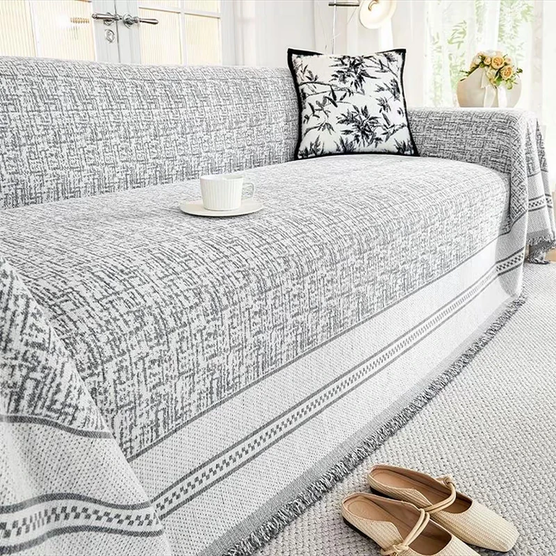 ins风简约加厚加密防滑沙发垫沙发巾四季通用防猫防尘简约盖布巾