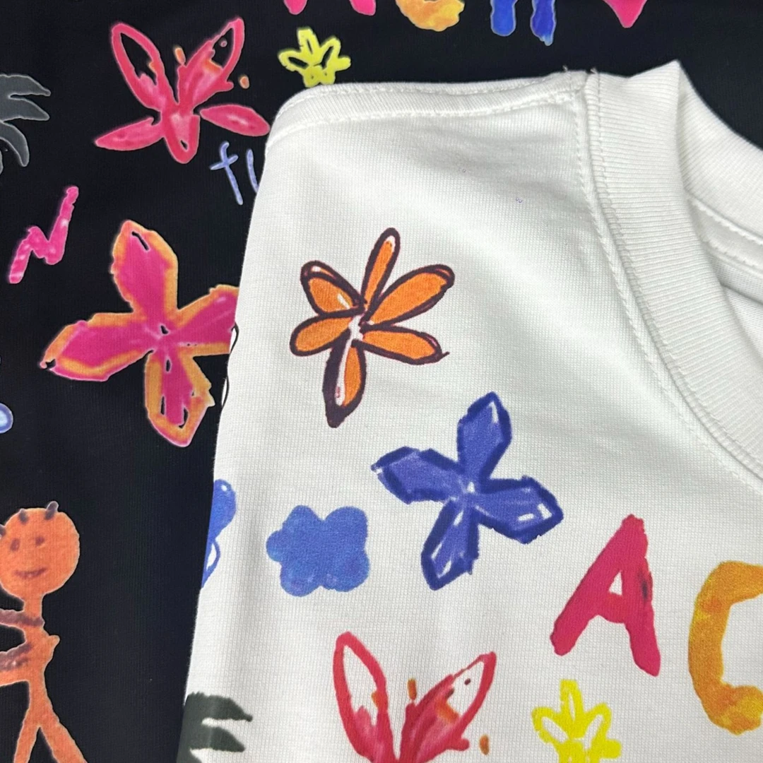 4号车国潮重磅涂鸦印花 斑驳刺绣 珍珠短袖T恤 男女同款 PO价一批