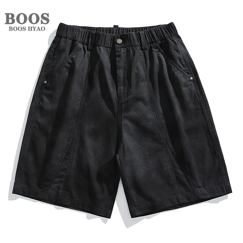 纯棉扎染短裤男款夏季薄款做旧男士休闲五分裤潮流百搭纯色中裤子