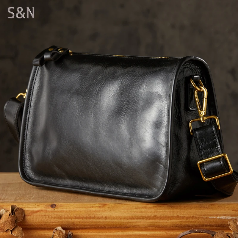 手工原创真皮男士单肩包时尚休闲腋下小方包头层牛皮斜挎包女背包