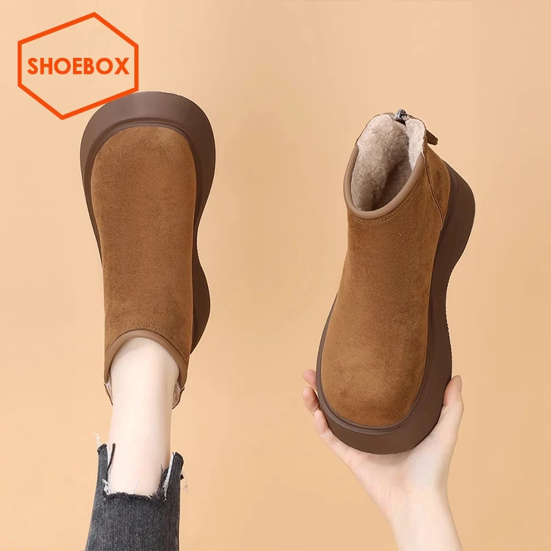 达芙妮集团旗下厚底雪地靴女款爆款2025新款冬季加绒短靴勃肯棉鞋