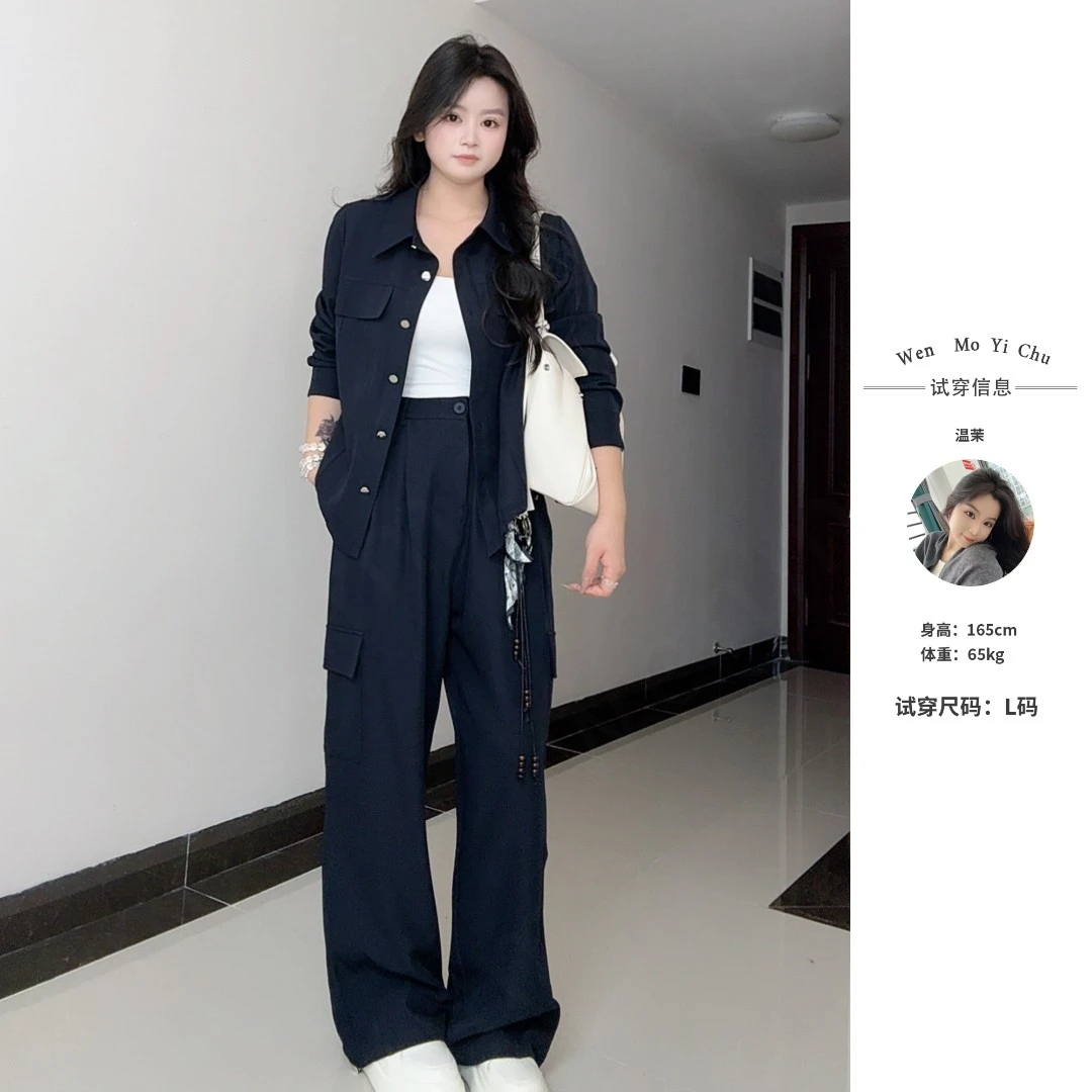 【红袖雨】帅气工装风潮流二件套秋季显瘦大码女装时尚套装323494