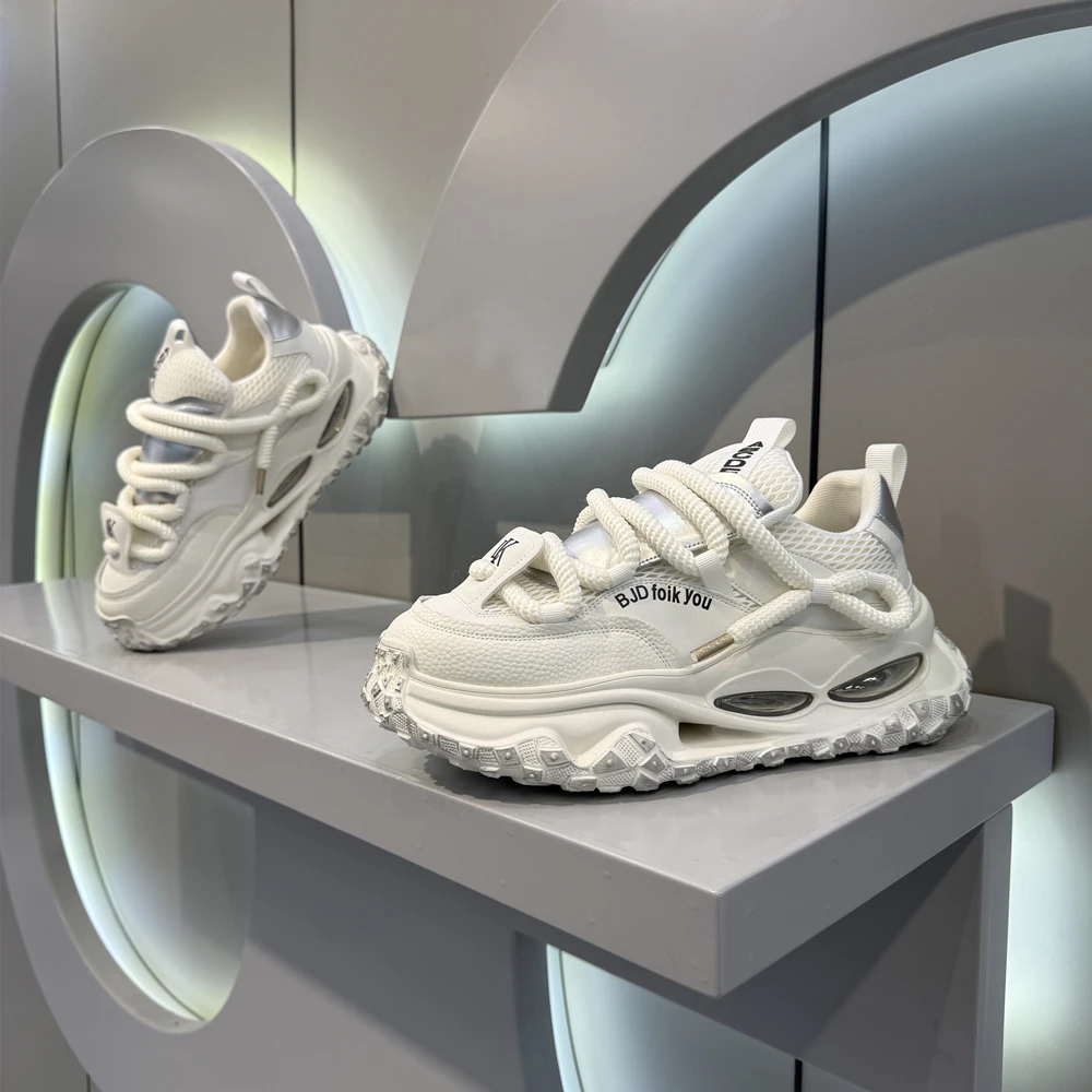 男鞋2025休闲网面厚底增高气垫鞋时尚百搭男士潮流高端老爹鞋