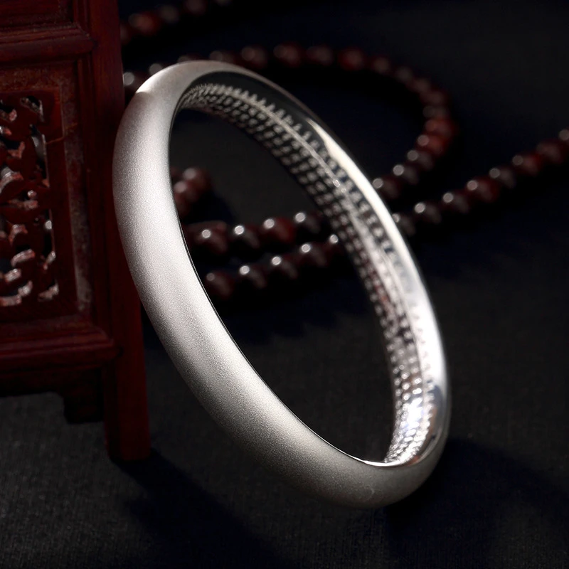 足银手镯 999.9 【14】45g 简约传承古法手镯磨砂心经气质百搭手镯