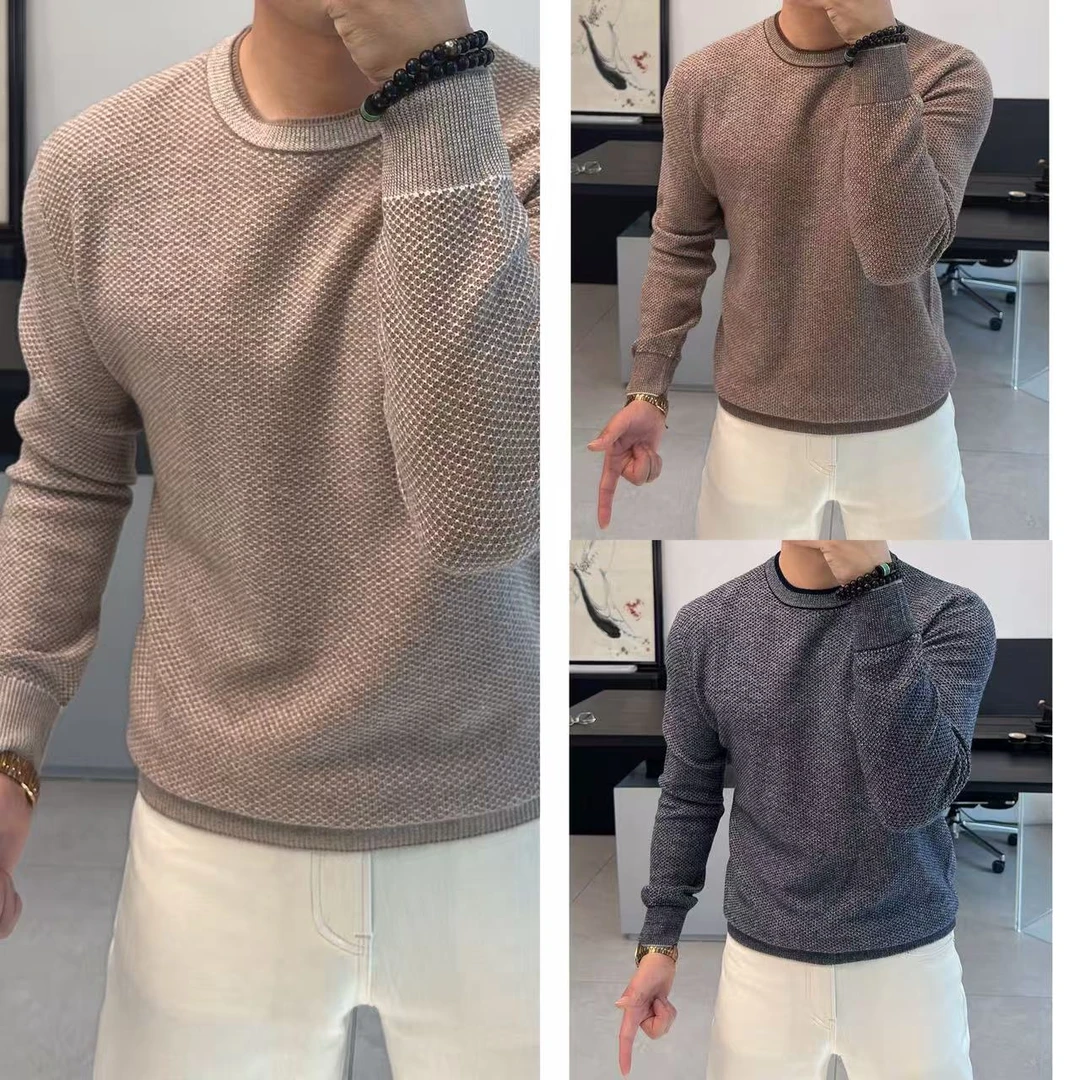 東• 100%羊毛  轻奢老钱风男士圆领条纹针织衫   78562