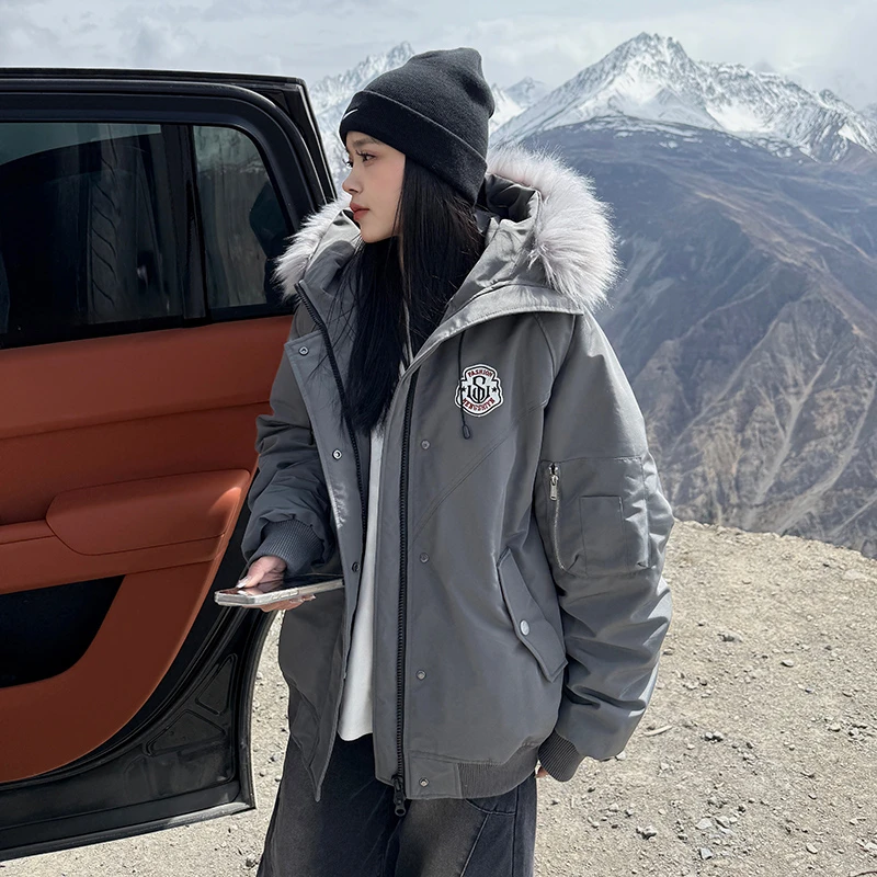 黄子弘凡同款NICEBAD原WORKSOUT连帽毛领甘蔗派克服复古保暖情侣