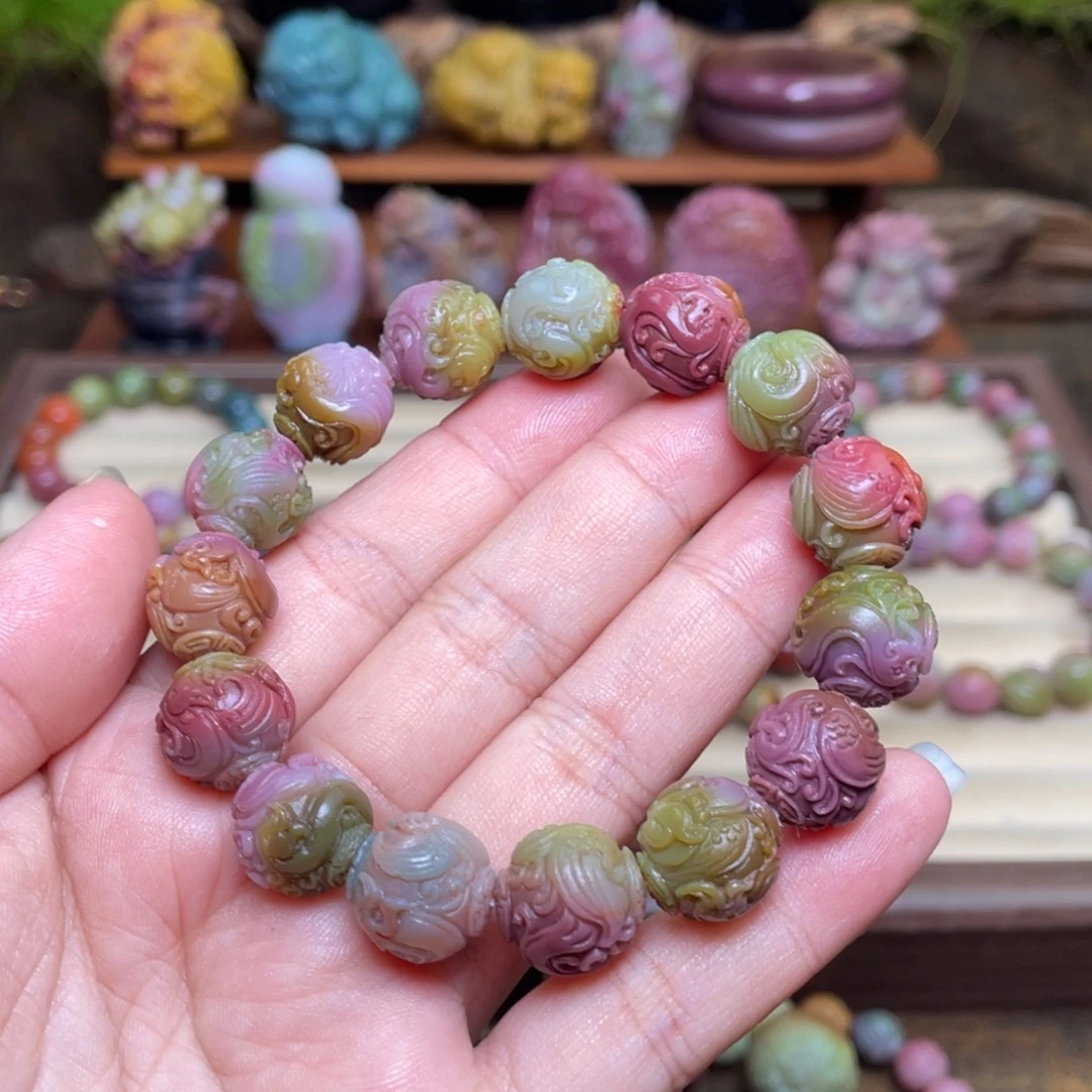 天***司玛瑙/玉髓未镶嵌手串盐源玛瑙苏工大师工凤穿牡丹