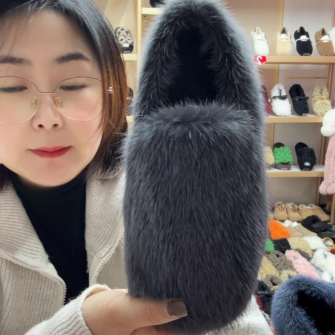 套趾款灰色貂毛全鞋40码