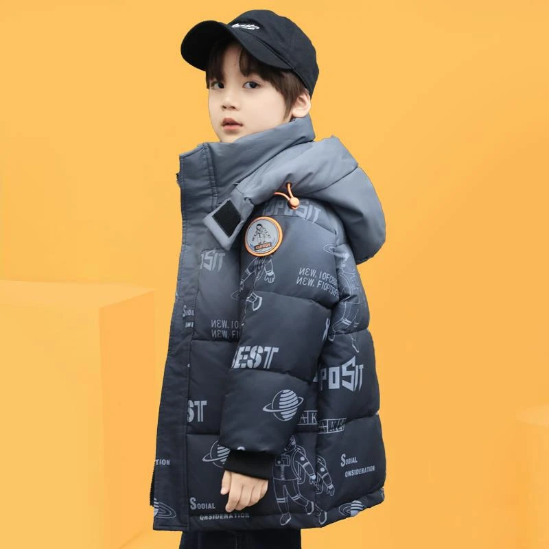 巴拉优选2024新款儿童羽绒服男童中长款韩版洋气渐变加厚冬季反季