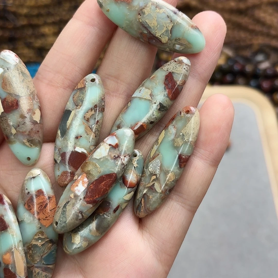 未镶嵌玛瑙/玉髓珠宝半成品15×41寿山优化水滴一颗