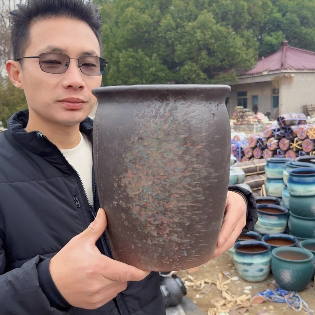 紫砂花盆口20高25（一个七彩祥云