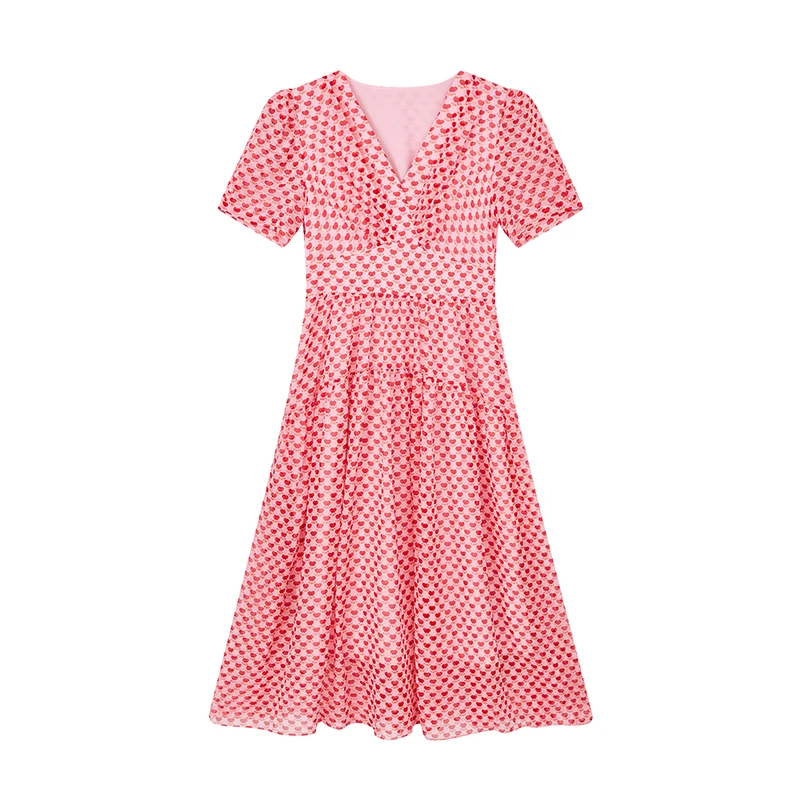 【达人专属】气质爱心印花连衣裙N2388