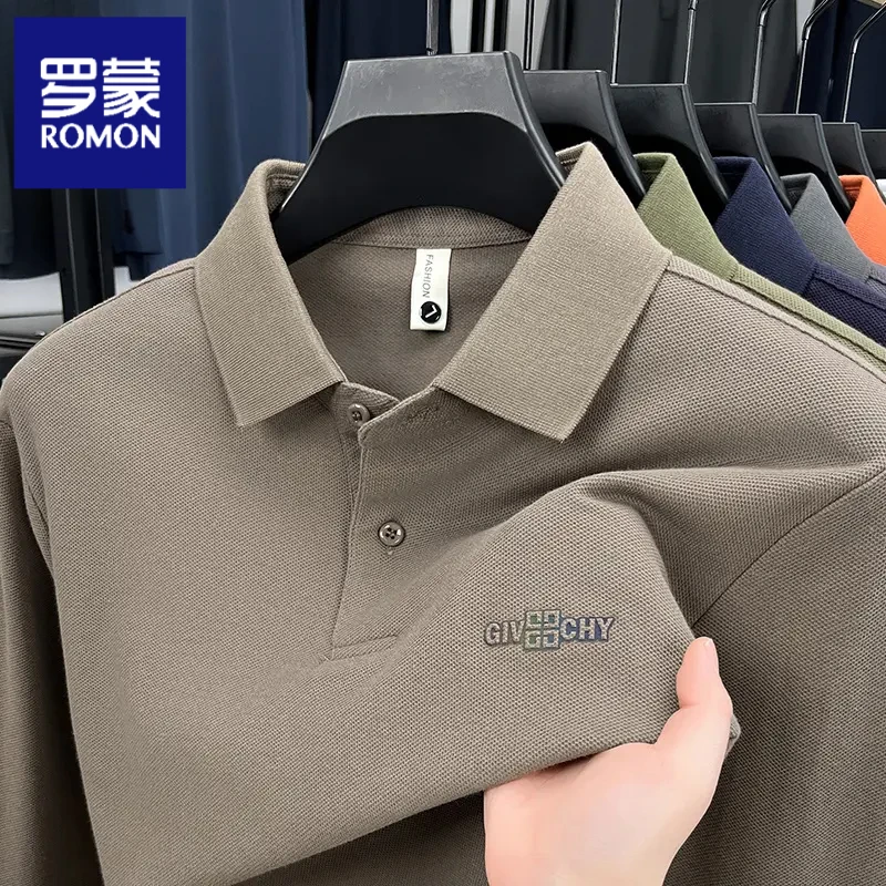 罗蒙polo衫男100%纯棉男士春秋季新款亲肤POLO衫商务休闲翻领打底