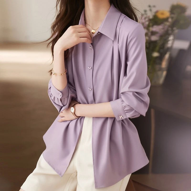 轻熟风高级感收腰系带衬衫2025春新款时尚百搭气质精致通勤上衣女