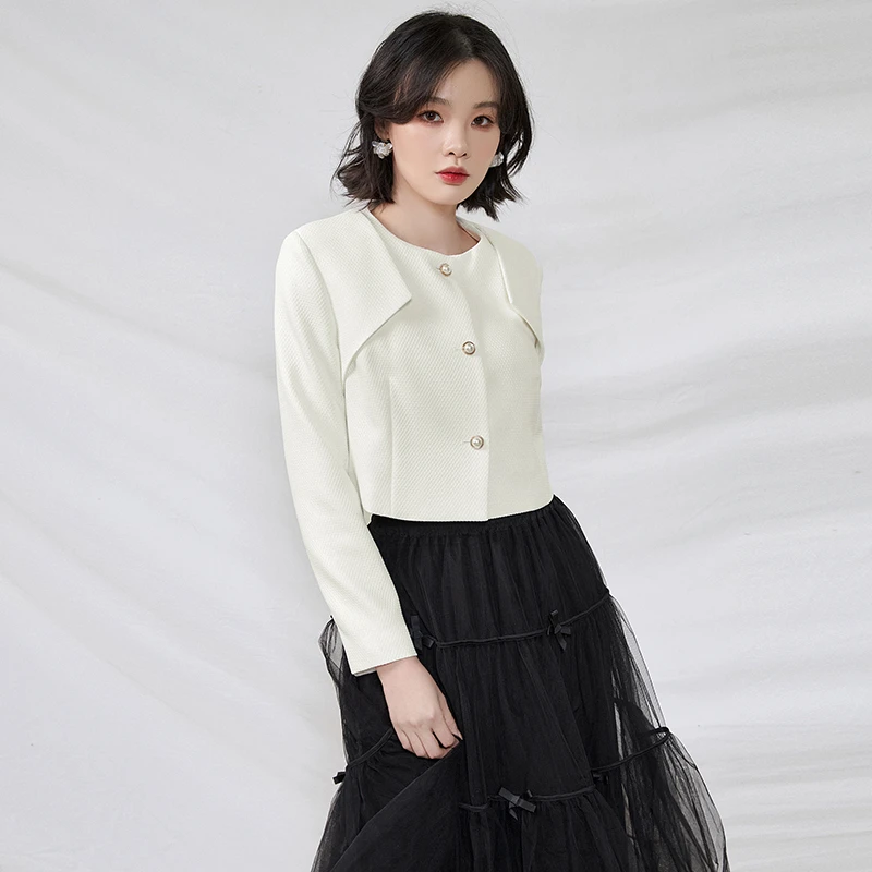 简约单排扣上衣长袖外套女51NY0K0166