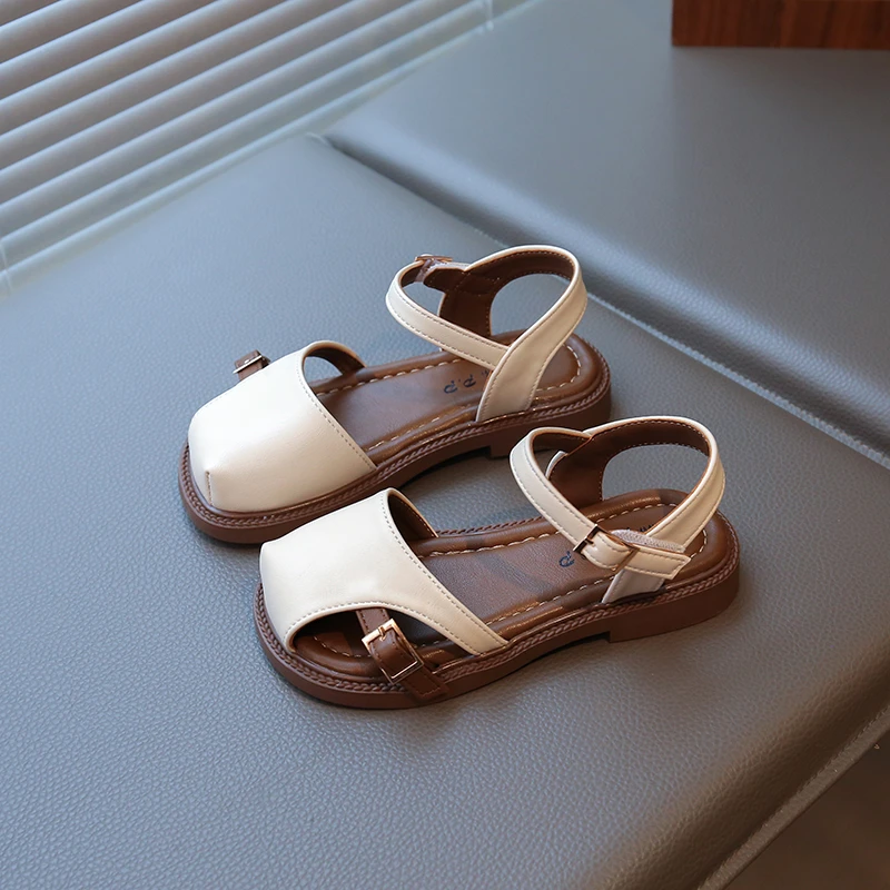 包头女童凉鞋夏季软底罗马鞋2025年新款时装小女孩鞋子儿童韩版