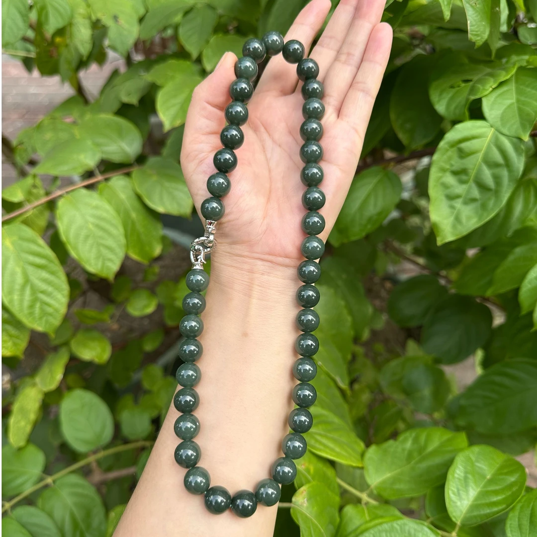 和田玉且末蓝项链卡12特油润细