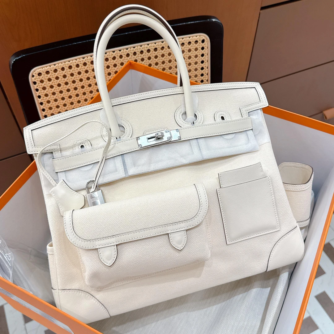 99新 Hermes/爱马仕 全新/Birkin35Cargo/奶油白/S皮/Z刻/052807F