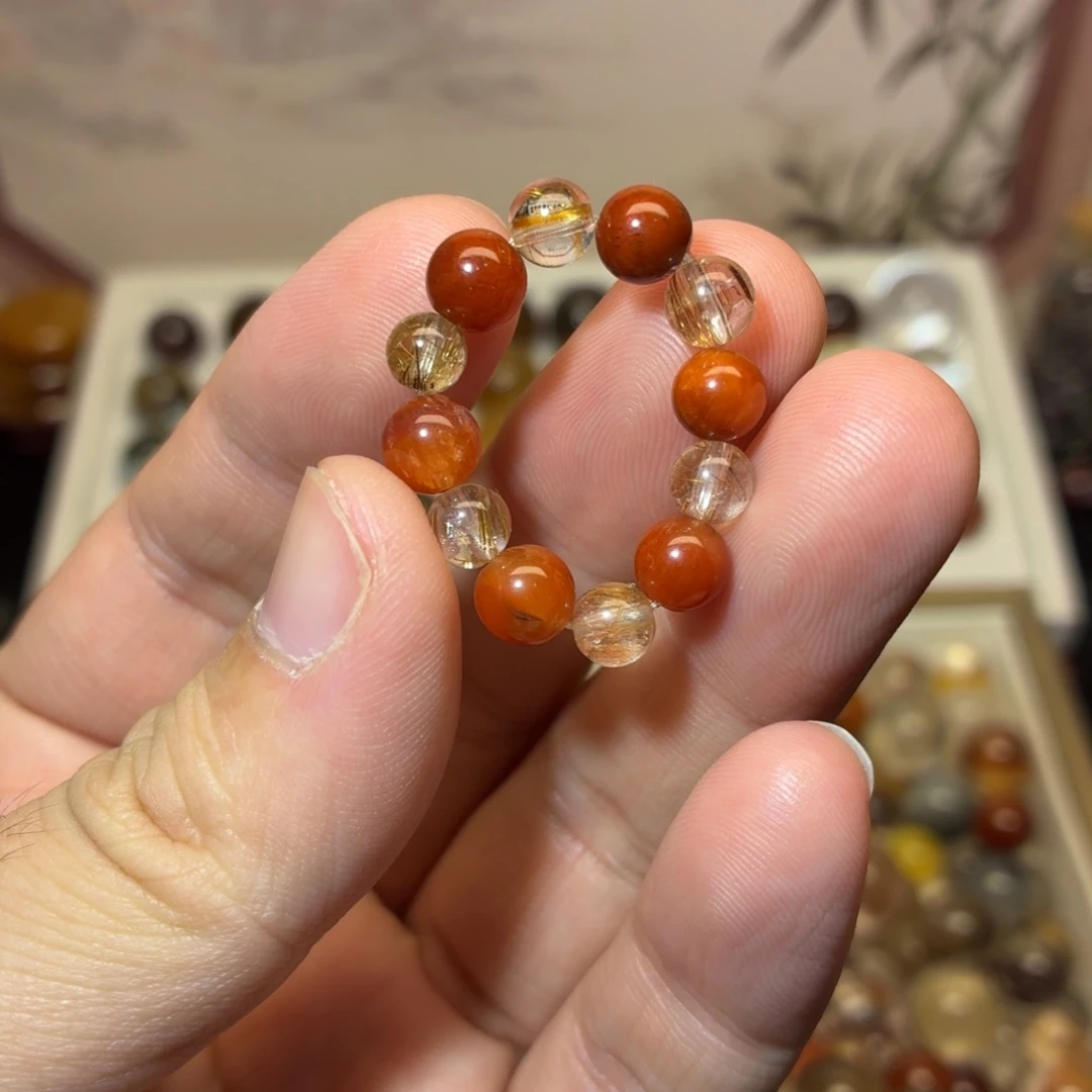 水晶珠宝半成品未镶嵌极光发晶戒圈