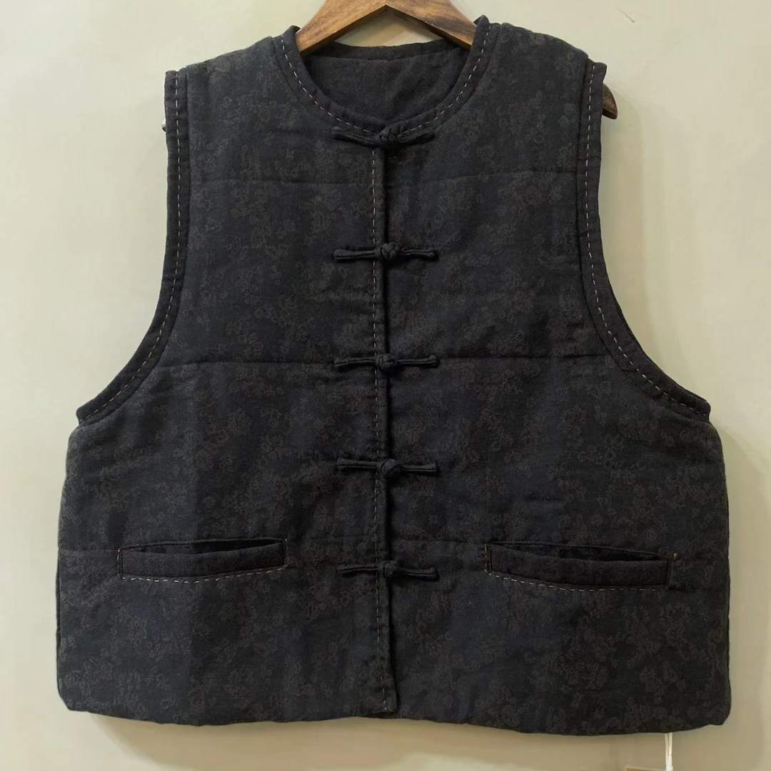 『蝶家』中式羊毛手工缝线马甲经典显瘦7048马夹