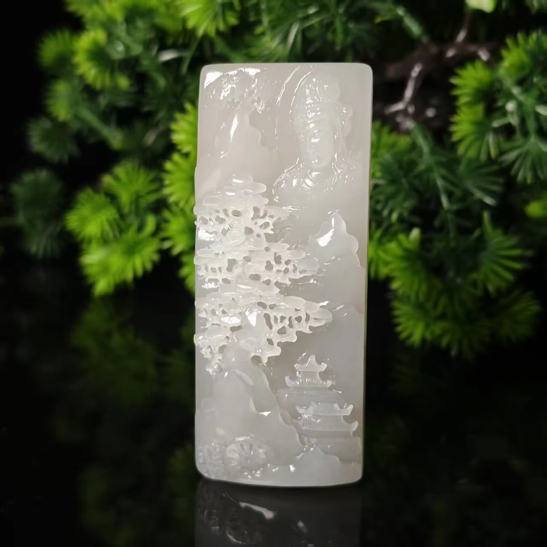 lot6640 山水牌 和田玉烟灰 76.3*31.9*12.2mm 59.1g