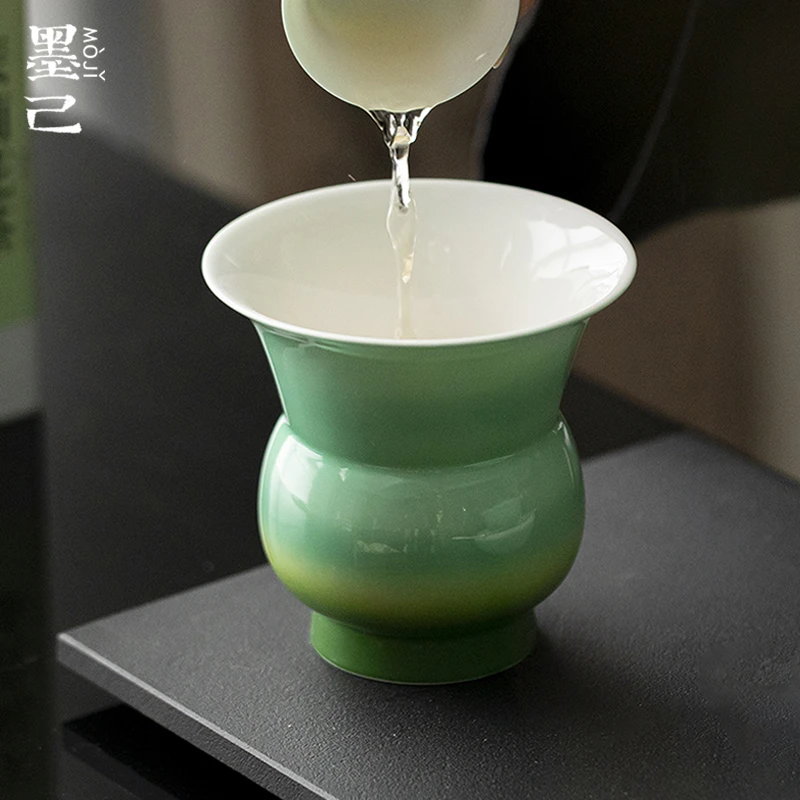 墨己醒春集渐变翡绿陶瓷建水茶道配件废水缸家用水盂茶水收纳缸
