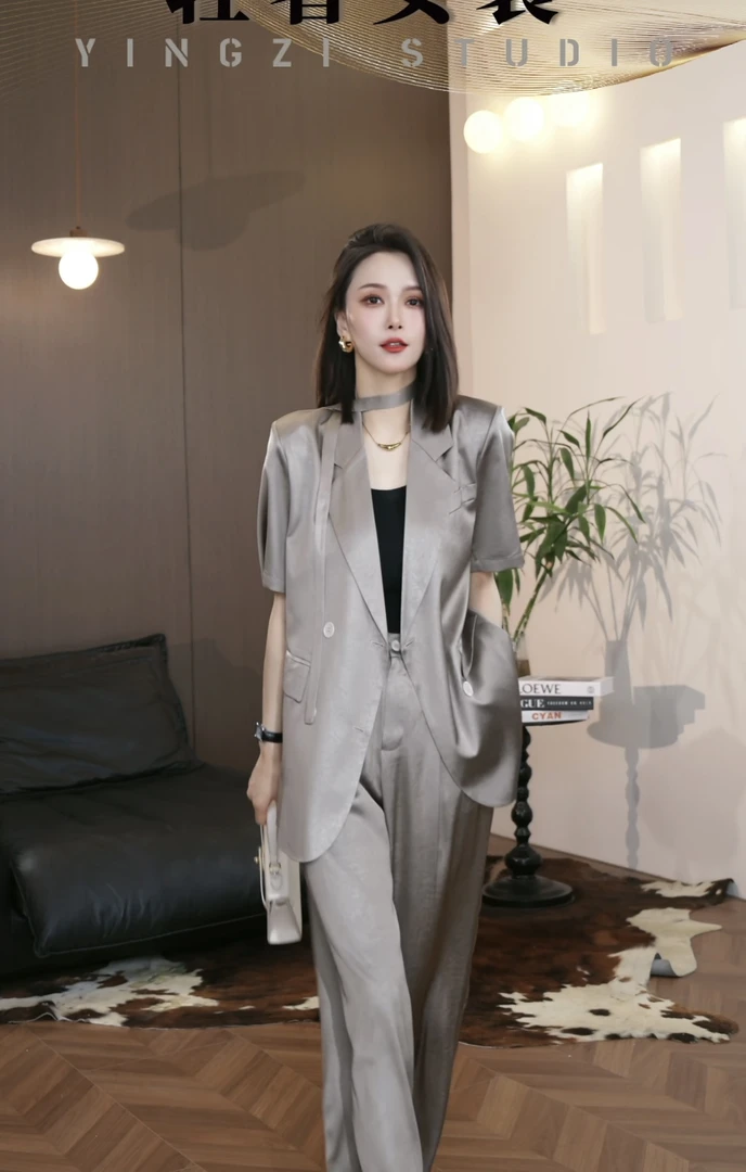 【YINGZI】轻奢短袖新款套装休闲显瘦时尚百搭套装夏季轻奢